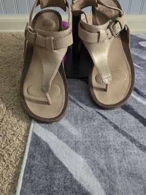 Teva Taupe Metallic T-Strap Sandals